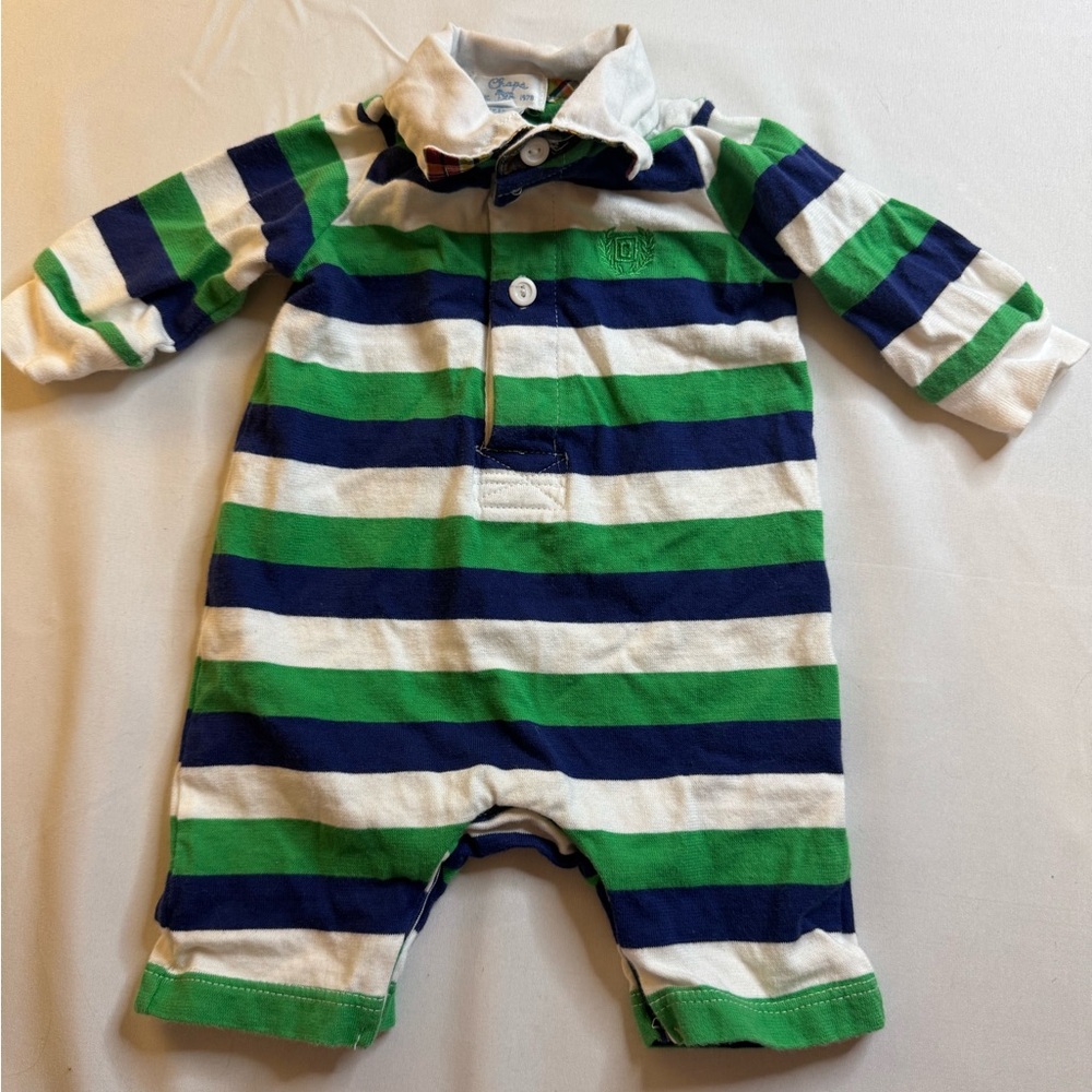 Chaps Green and Blue Striped Newborn (NB) Bodysuit One Piece (Onesie) - Picture 7 of 10